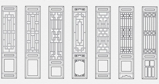 蔡甸常用中式仿古花窗图案隔断设计图